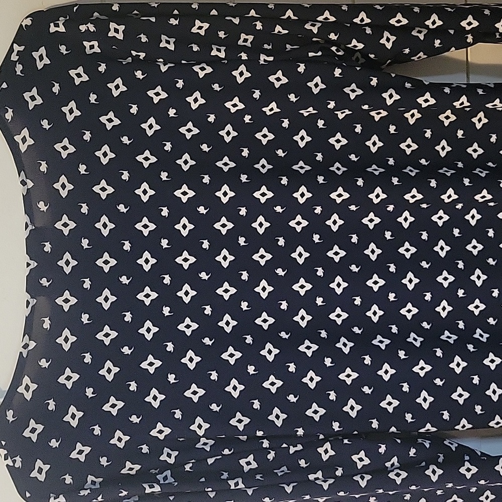 LAUREN RALPH LAUREN RUCHED DRESS  XL  NAVY/WHITE - Picture 6 of 14